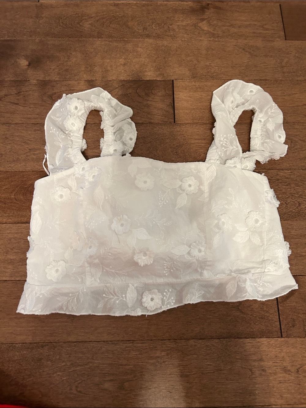 White Floral Embroidered Crop Top - Women
